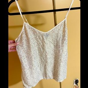 Express white and silver tank top